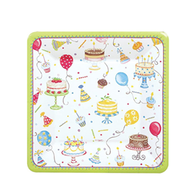 Plato cuadrado  para ensalada y postre HAPPY BIRTHDAY  CASPARI 8u. | 197