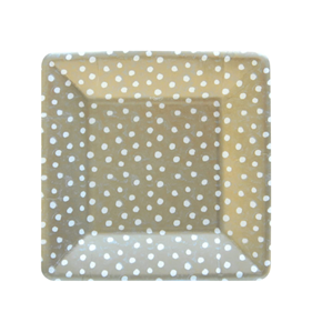 Plato cuadrado  para ensalada y postre SMALL DOTS PLATINUM  CASPARI 8u. | 194
